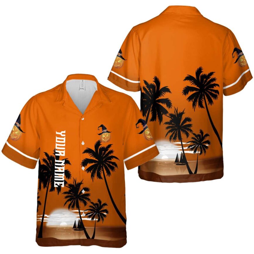 Custom Halloween Ocean Sunset Hawaiian Shirt Premium grade