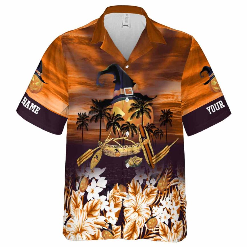 Custom Halloween Sunset Beach Canoe Hawaiian Shirt Fashion forward