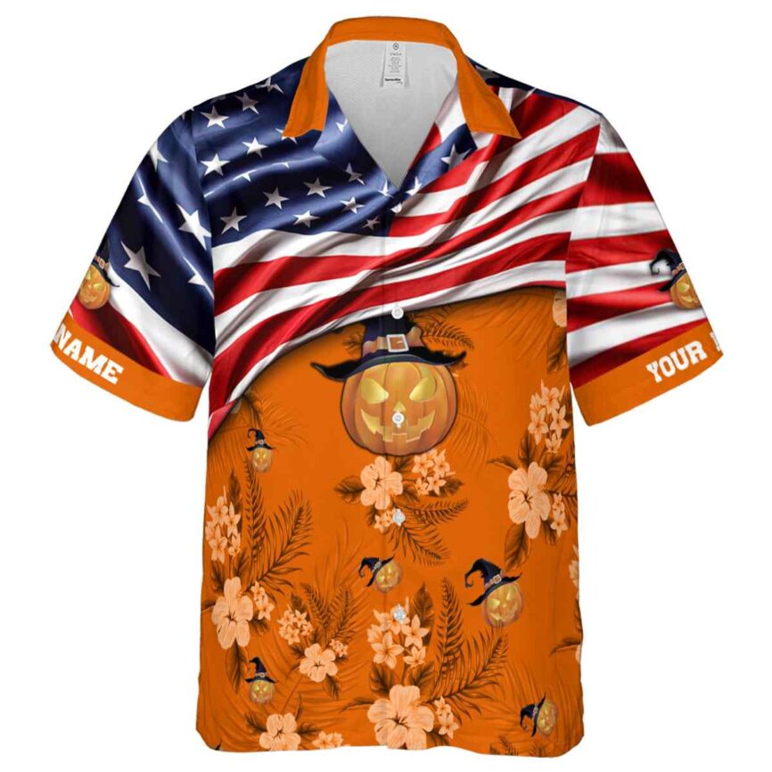 Custom Halloween US Flag Themed Hawaiian Shirt Fashion forward