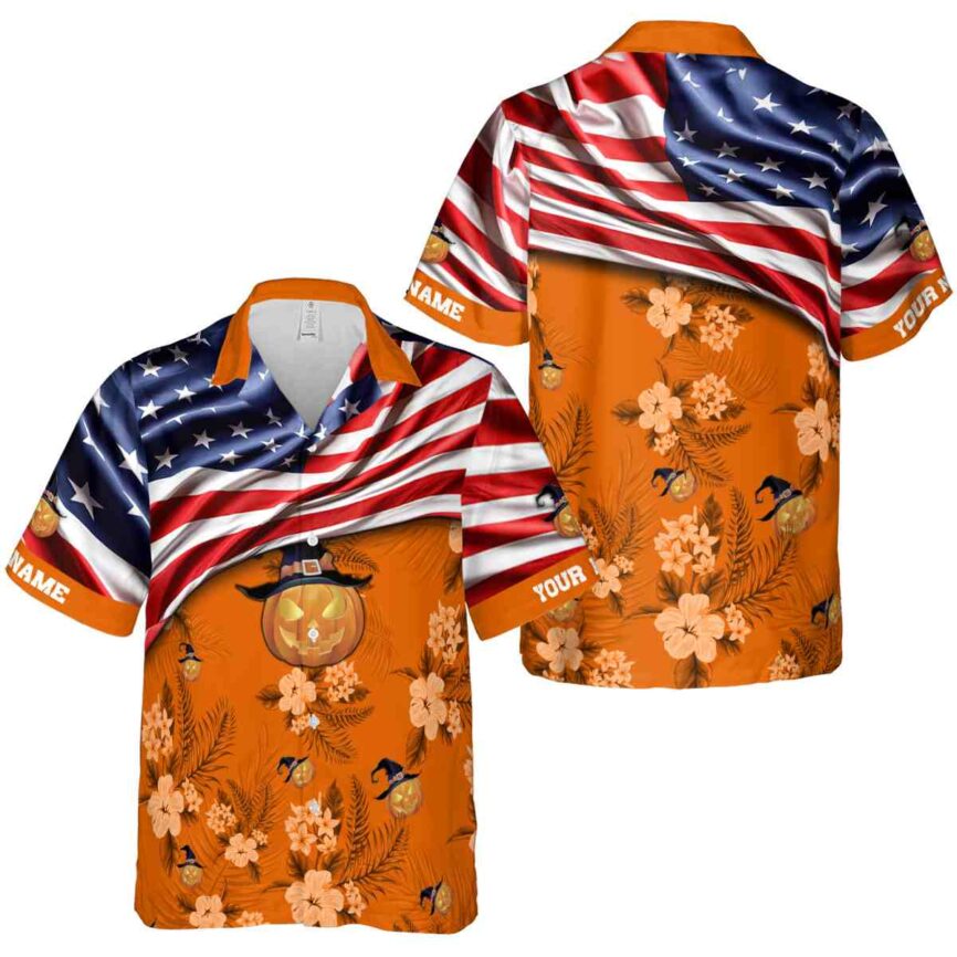 Custom Halloween US Flag Themed Hawaiian Shirt Premium grade