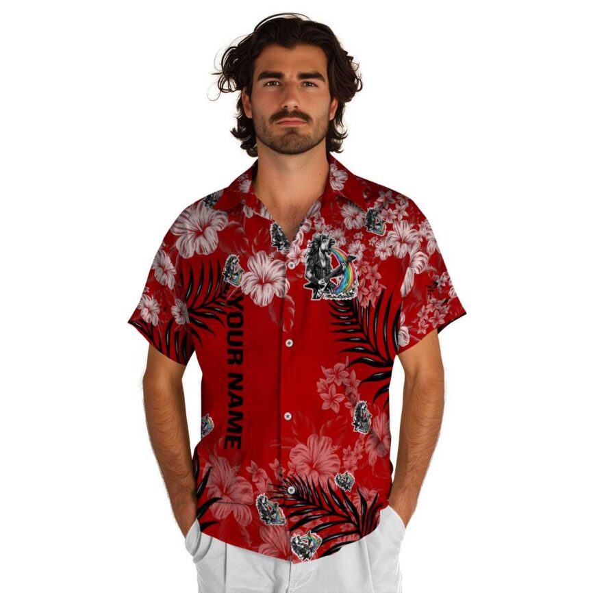 Custom Heavy Metal Hibiscus Pattern Hawaiian Shirt New Arrival