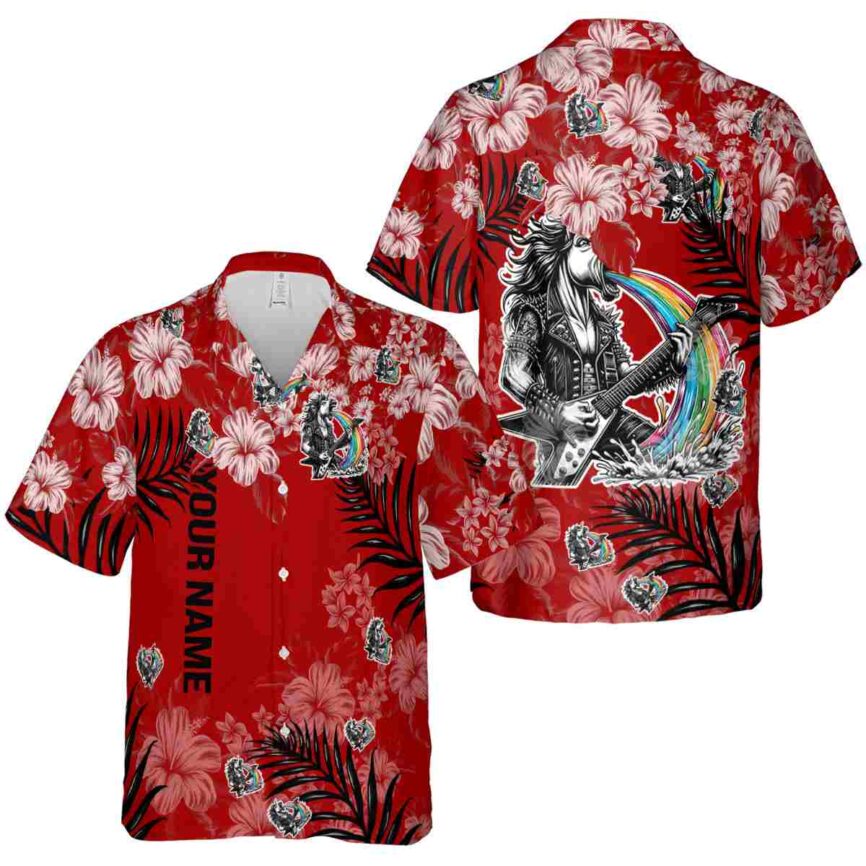 Custom Heavy Metal Hibiscus Pattern Hawaiian Shirt Premium grade