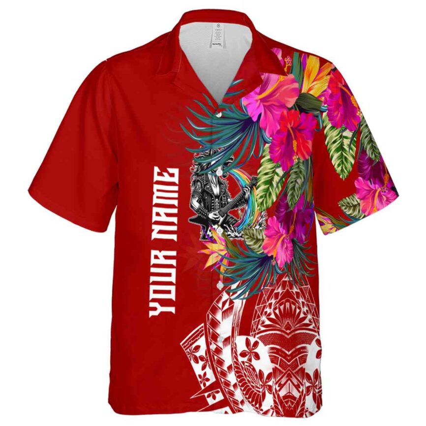 Custom Heavy Metal Polynesian Flowers Hawaiian Shirt Fashion forward