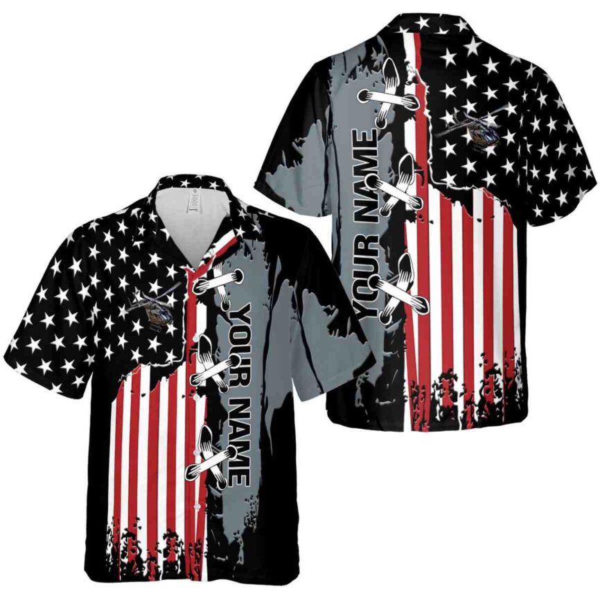 Custom Helicopter Flag Stitches Hawaiian Shirt Premium grade