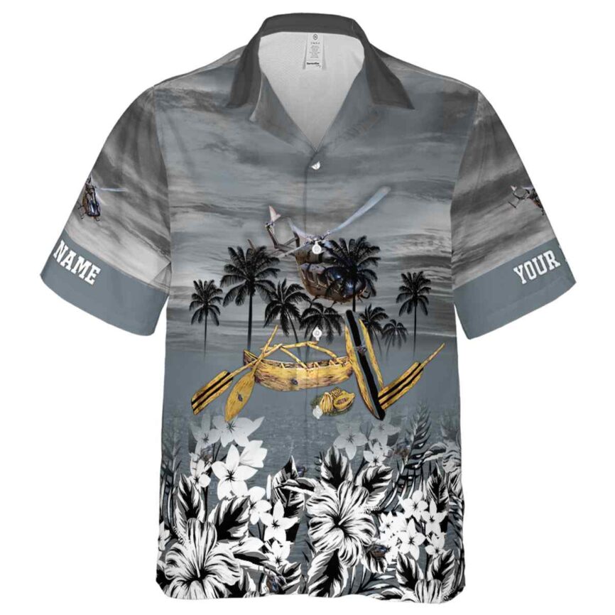 Custom Helicopter Sunset Beach Canoe Hawaiian Shirt Fashion forward