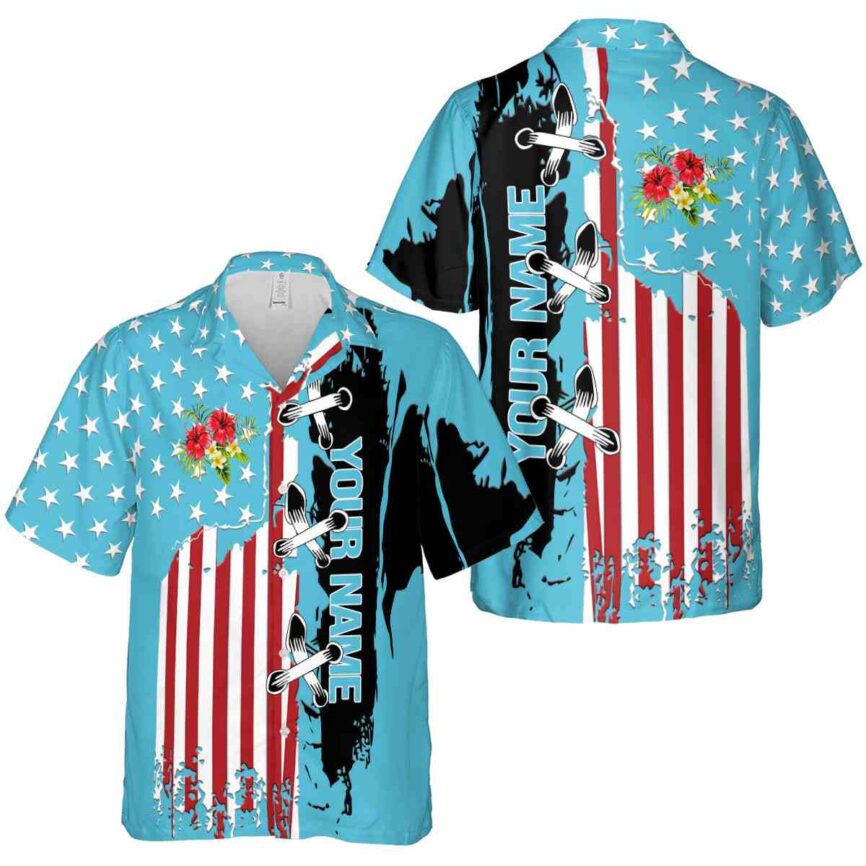 Custom Hibiscus Flag Stitches Hawaiian Shirt Premium grade