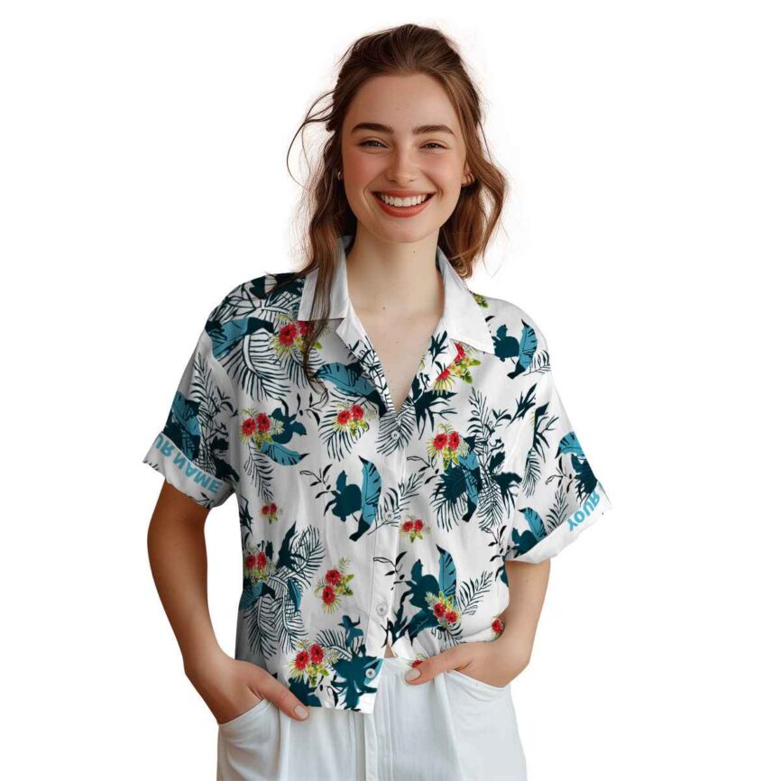 Custom Hibiscus Leafy Accents Hawaiian Shirt Top rated