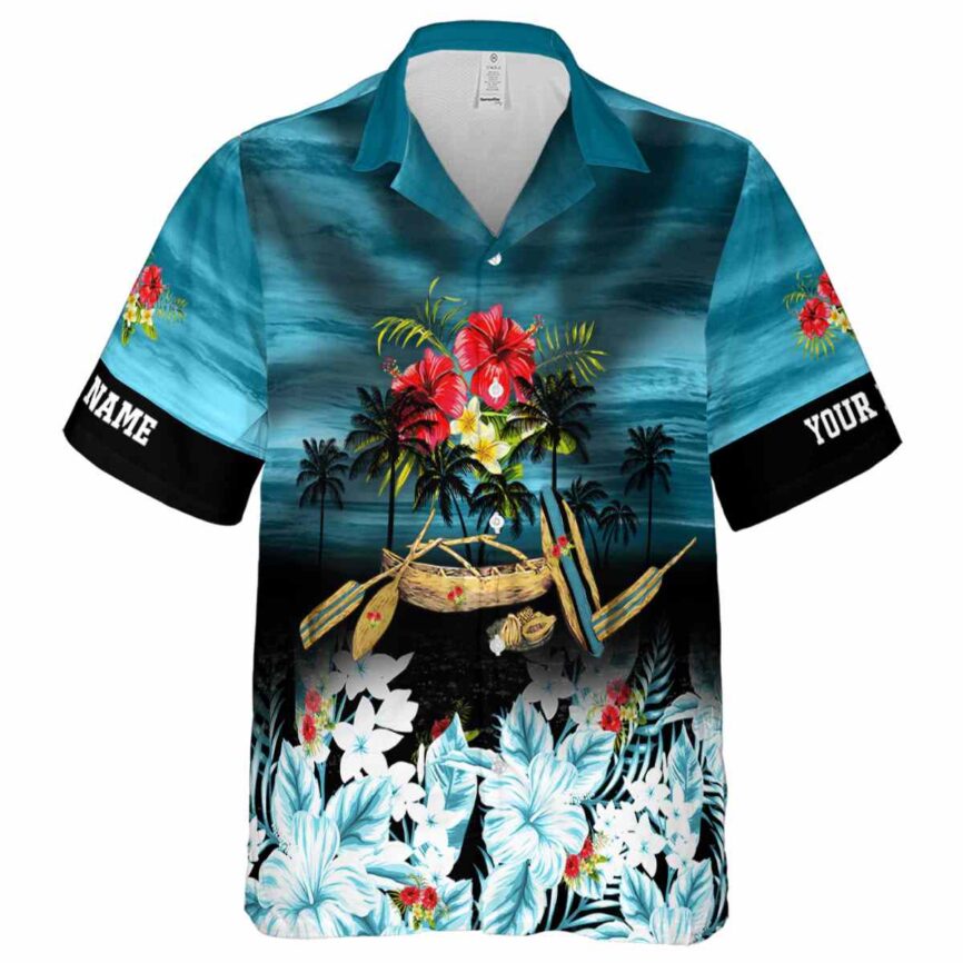 Custom Hibiscus Sunset Beach Canoe Hawaiian Shirt Fashion forward