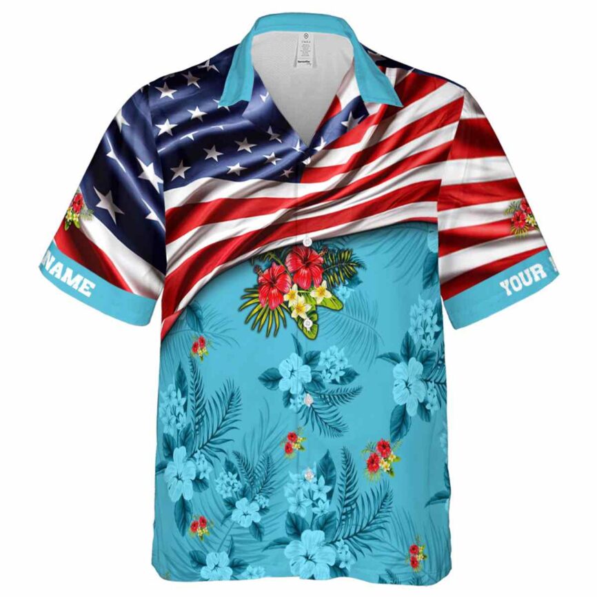 Custom Hibiscus US Flag Themed Hawaiian Shirt Fashion forward