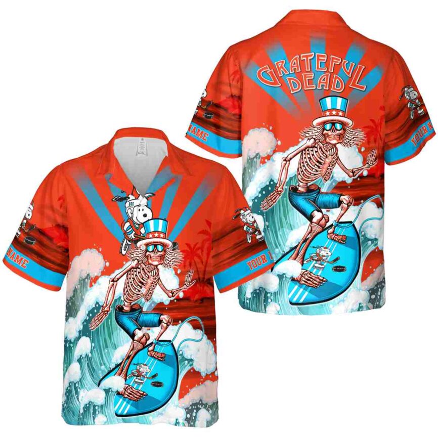 Custom Hockey Grateful Dead Motif Hawaiian Shirt Premium grade