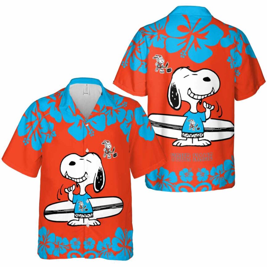 Custom Hockey Surfing Snoopy Hawaiian Shirt Premium grade