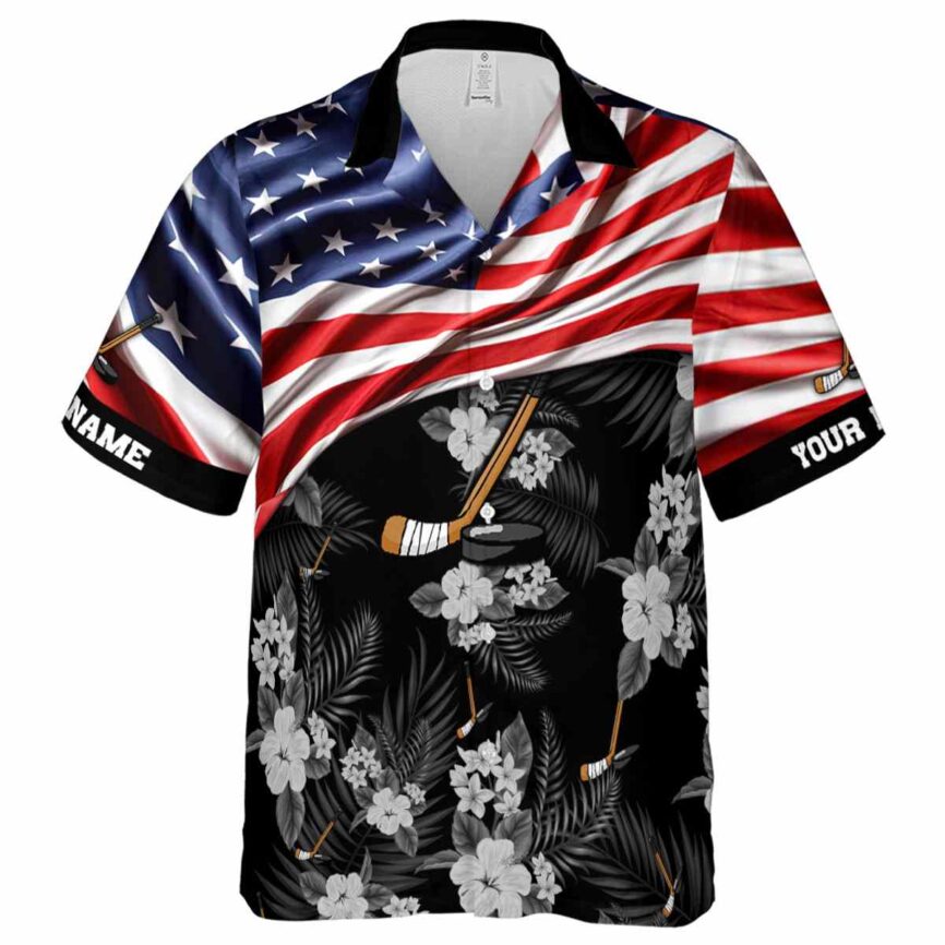 Custom Hockey US Flag Themed Hawaiian Shirt Fashion forward