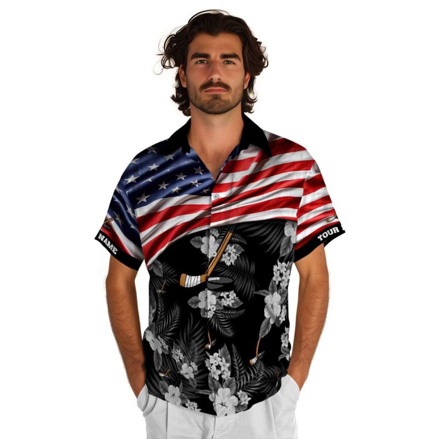 Custom Hockey US Flag Themed Hawaiian Shirt New Arrival