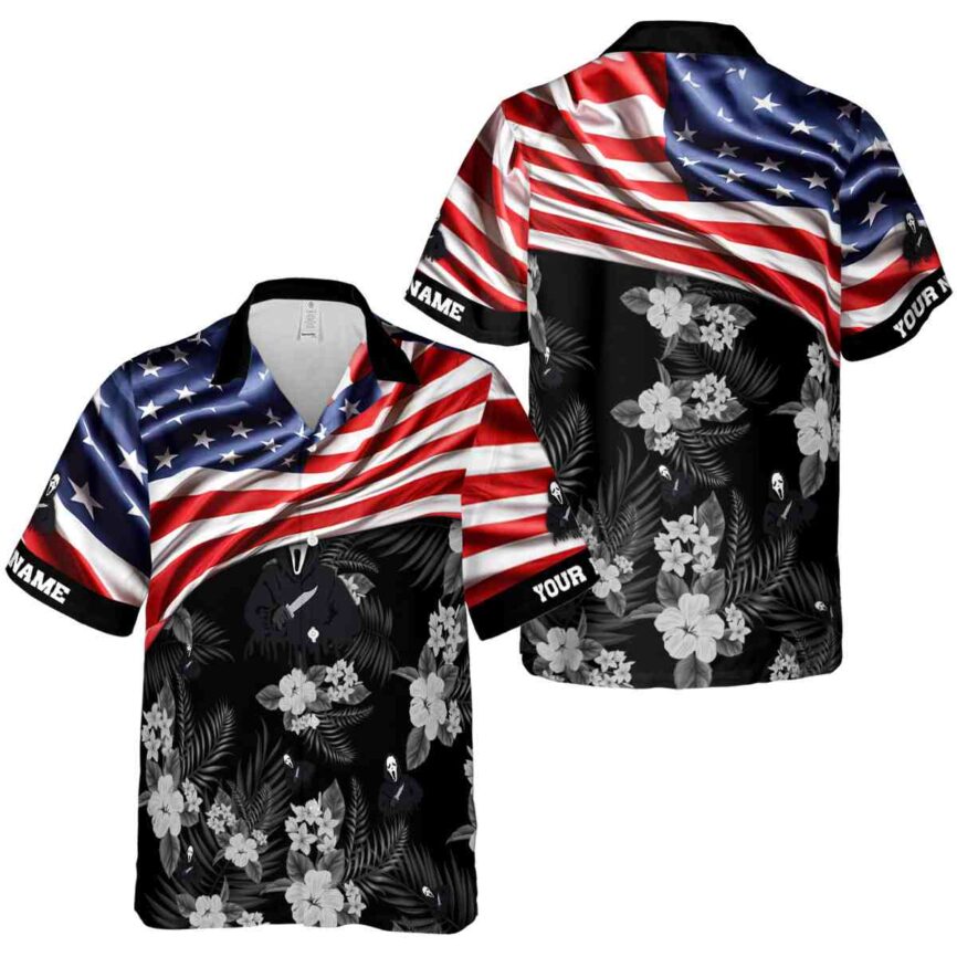 Custom Horror US Flag Themed Hawaiian Shirt Premium grade