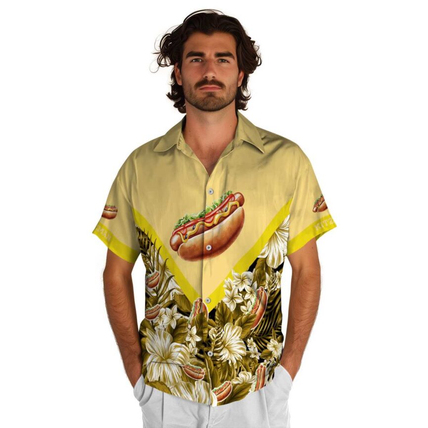 Custom Hot Dog Bold Floral Number Hawaiian Shirt New Arrival