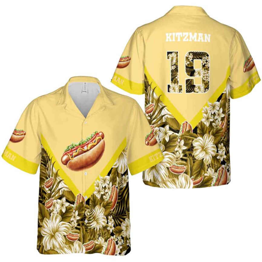 Custom Hot Dog Bold Floral Number Hawaiian Shirt Premium grade