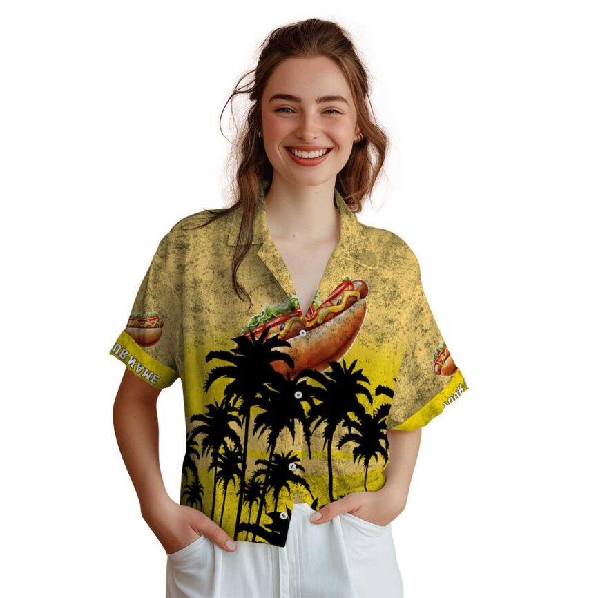 Custom Hot Dog Sunset Gradient Hawaiian Shirt Top rated