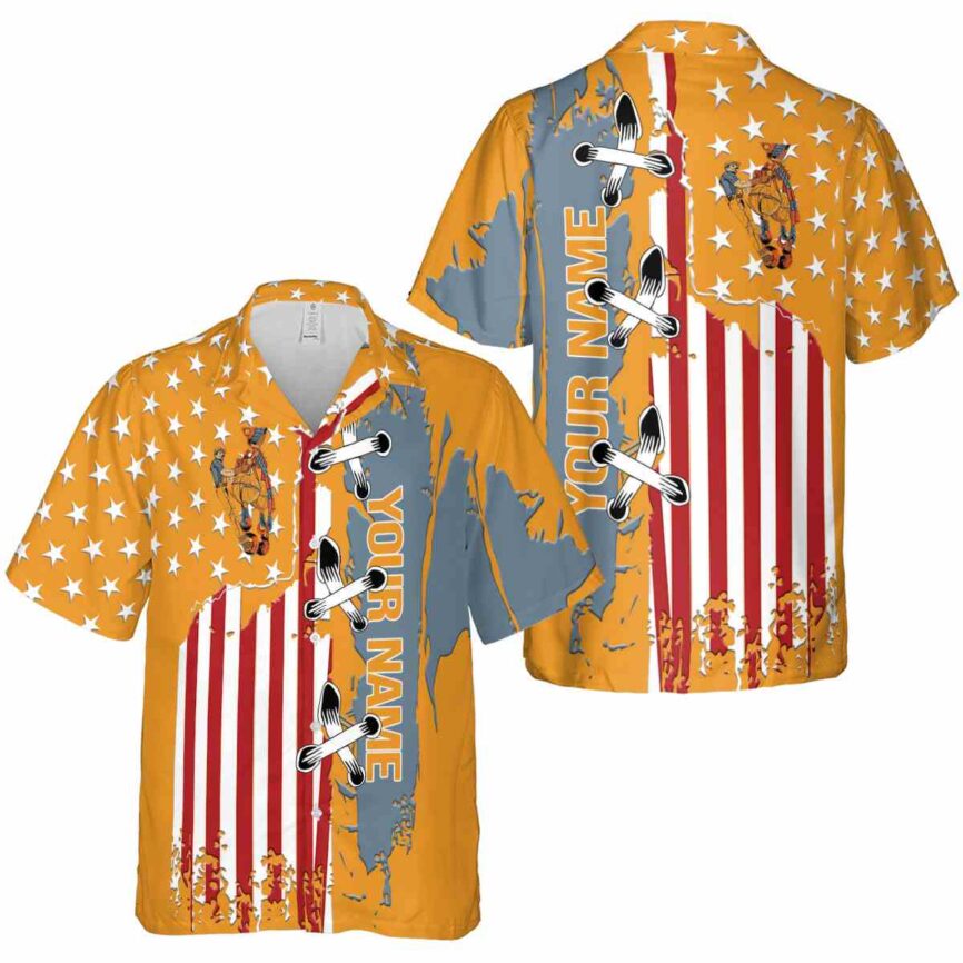 Custom Ironworker Flag Stitches Hawaiian Shirt Premium grade