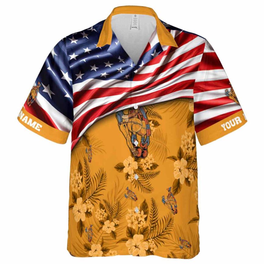 Custom Ironworker US Flag Themed Hawaiian Shirt Fashion forward