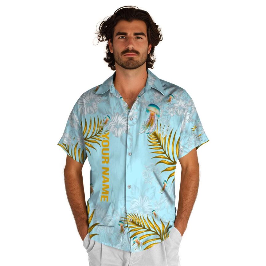 Custom Jellyfish Hibiscus Pattern Hawaiian Shirt New Arrival