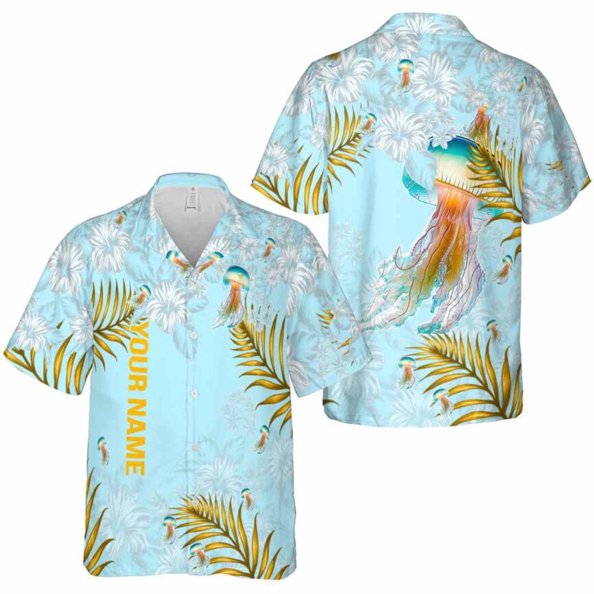 Custom Jellyfish Hibiscus Pattern Hawaiian Shirt Premium grade