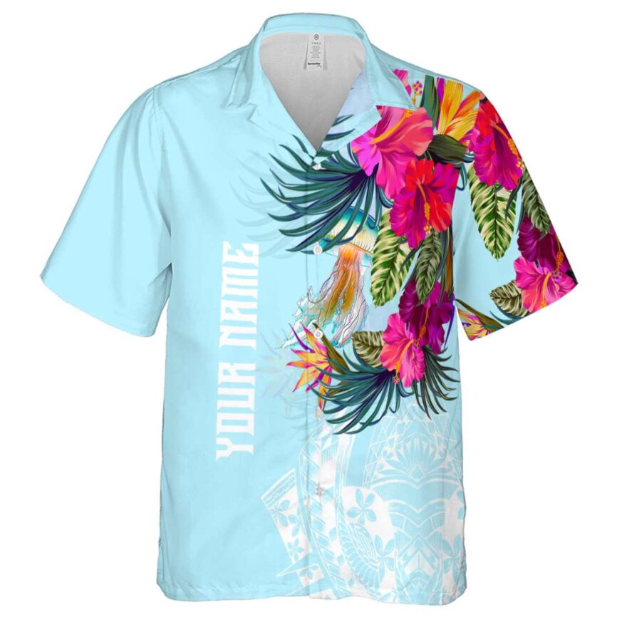 Custom Jellyfish Polynesian Flowers Hawaiian Shirt Fashion forward