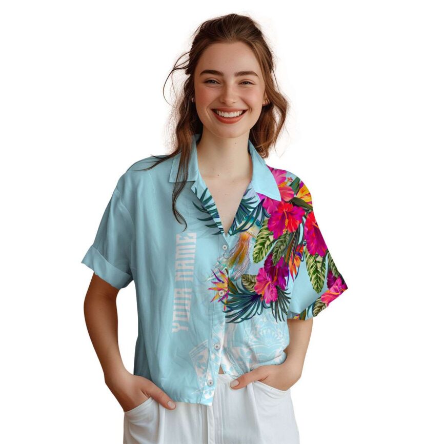 Custom Jellyfish Polynesian Flowers Hawaiian Shirt Top rated