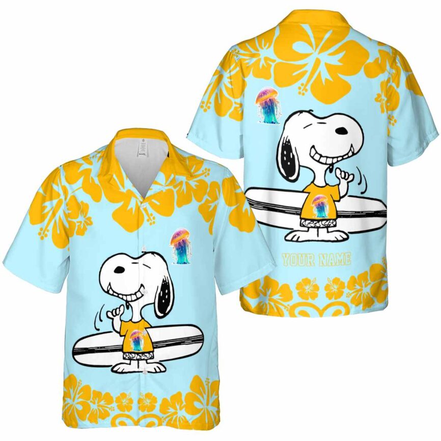 Custom Jellyfish Surfing Snoopy Hawaiian Shirt Premium grade