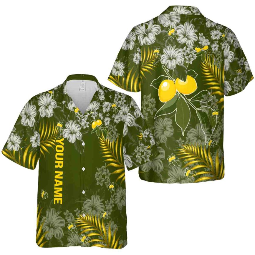 Custom Lemon Hibiscus Pattern Hawaiian Shirt Premium grade