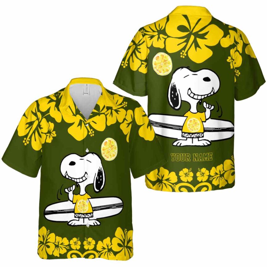 Custom Lemon Surfing Snoopy Hawaiian Shirt Premium grade