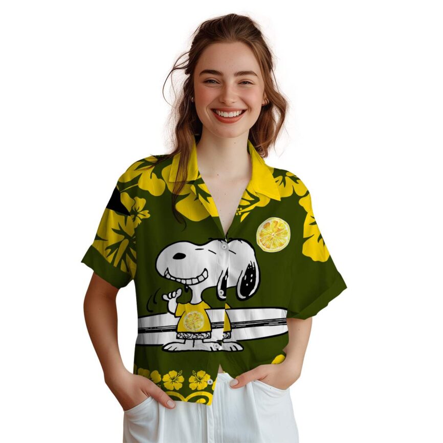 Custom Lemon Surfing Snoopy Hawaiian Shirt Top rated