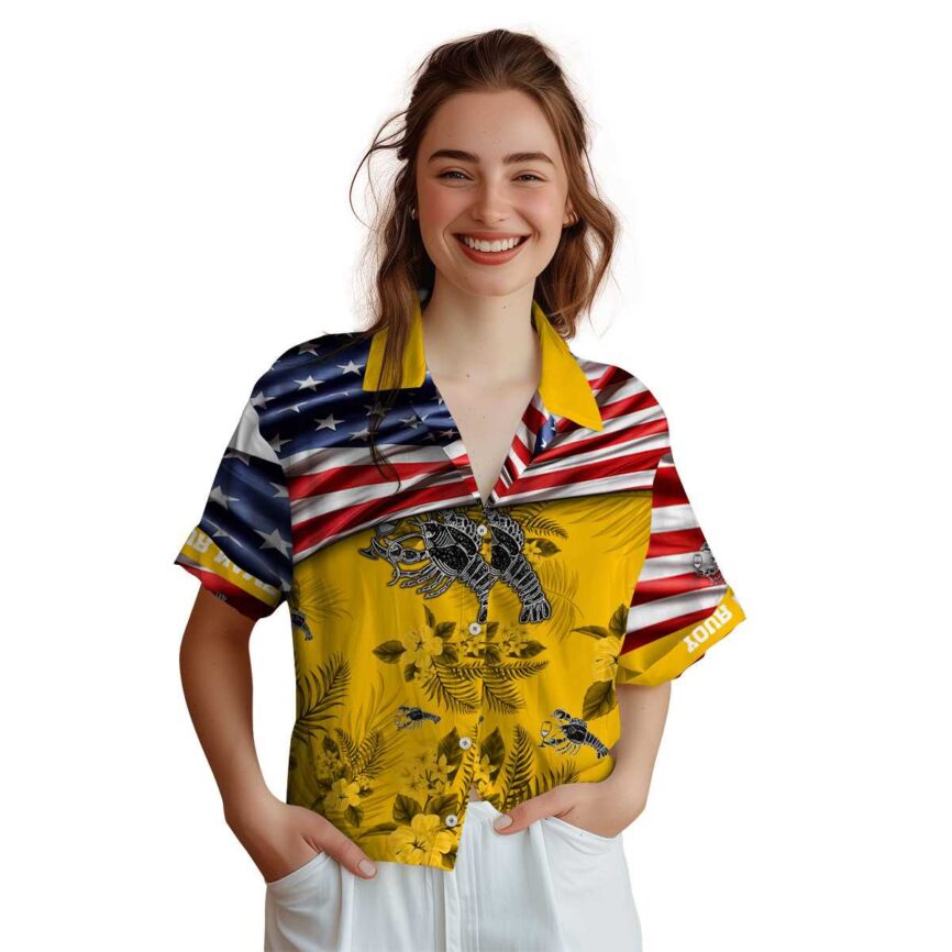 Custom Lobster US Flag Themed Hawaiian Shirt Top rated