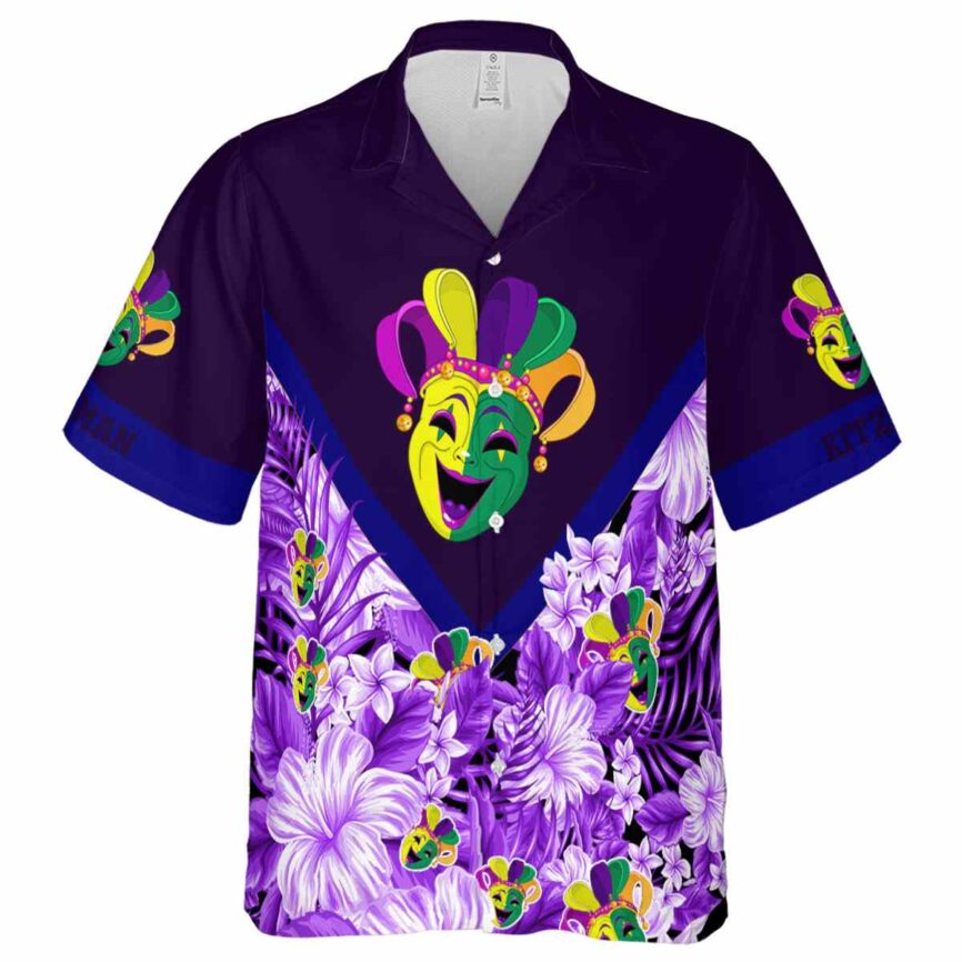 Custom Mardi Gras Bold Floral Number Hawaiian Shirt Fashion forward