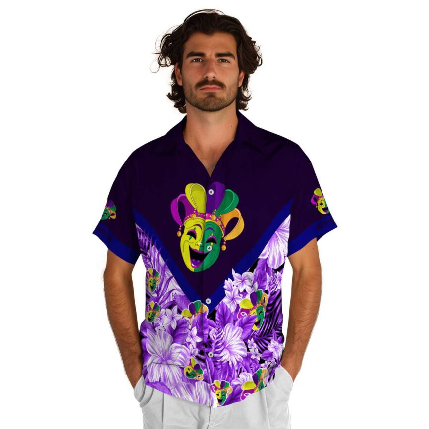 Custom Mardi Gras Bold Floral Number Hawaiian Shirt New Arrival