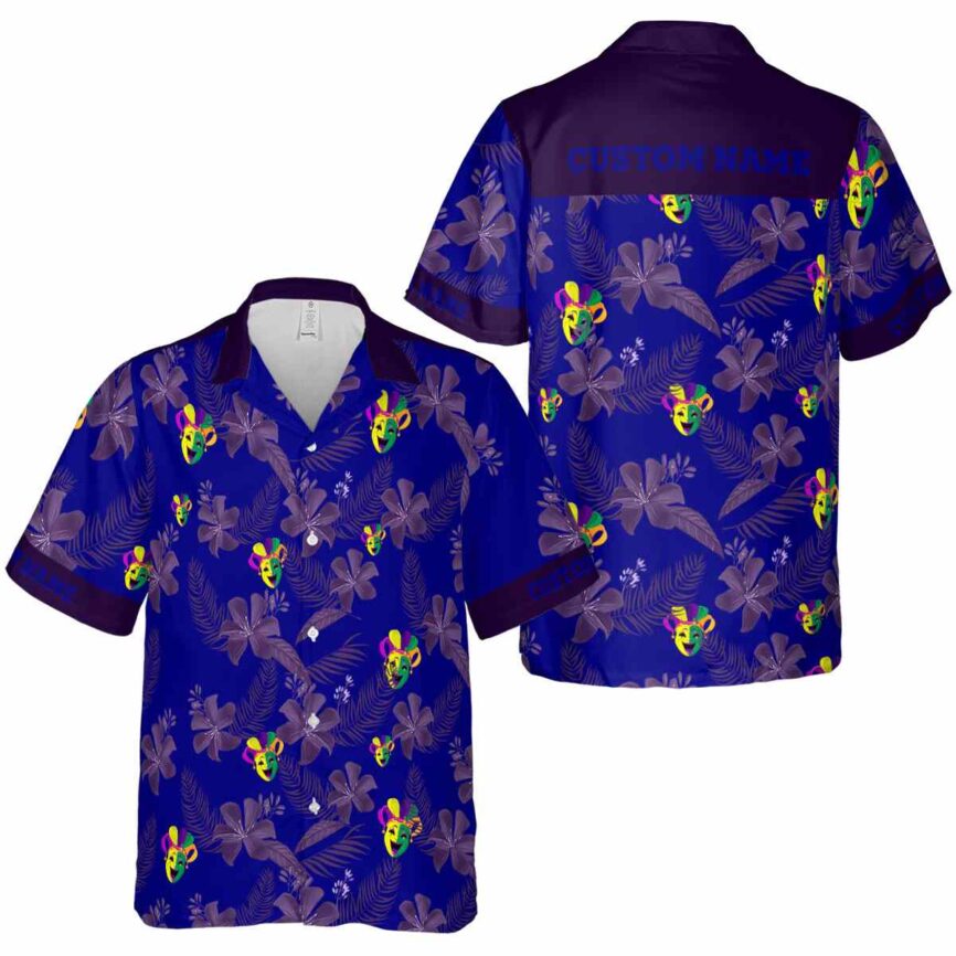 Custom Mardi Gras Tropical Flower Hawaiian Shirt Premium grade