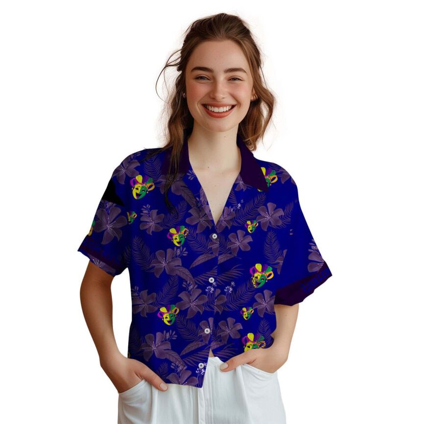 Custom Mardi Gras Tropical Flower Hawaiian Shirt Top rated