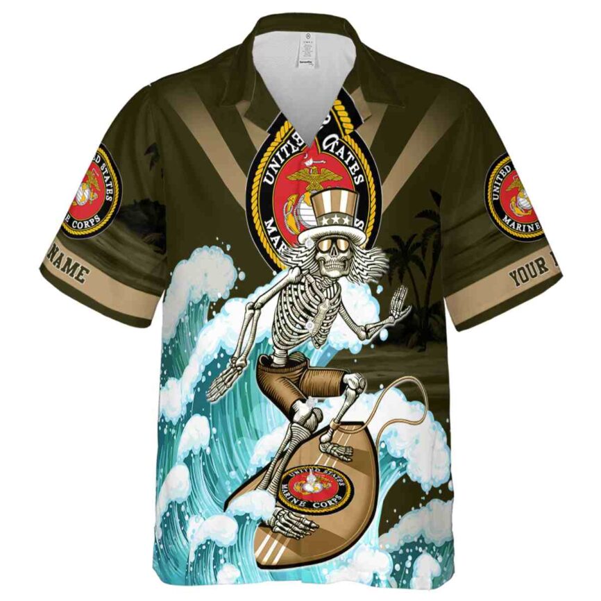 Custom Marine Corps Grateful Dead Motif Hawaiian Shirt Fashion forward