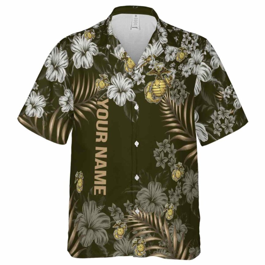 Custom Marine Corps Hibiscus Pattern Hawaiian Shirt Fashion forward