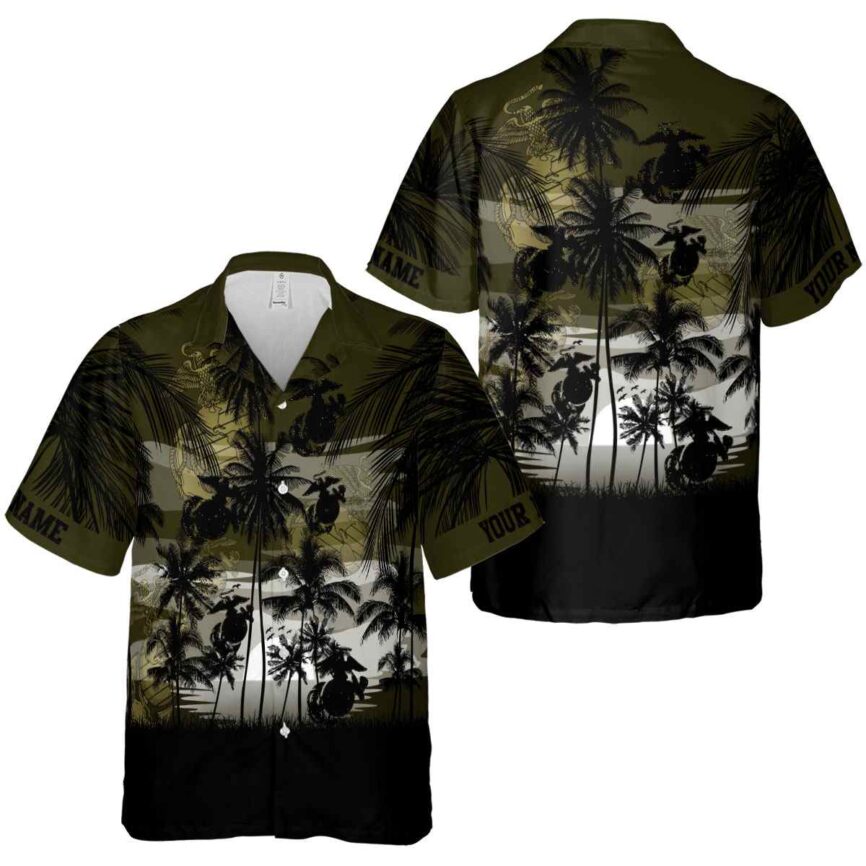 Custom Marine Corps Island Scenery Hawaiian Shirt Premium grade