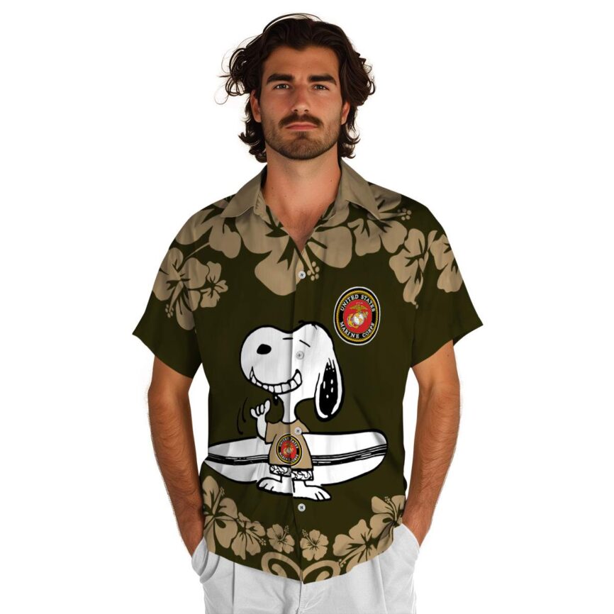 Custom Marine Corps Surfing Snoopy Hawaiian Shirt New Arrival