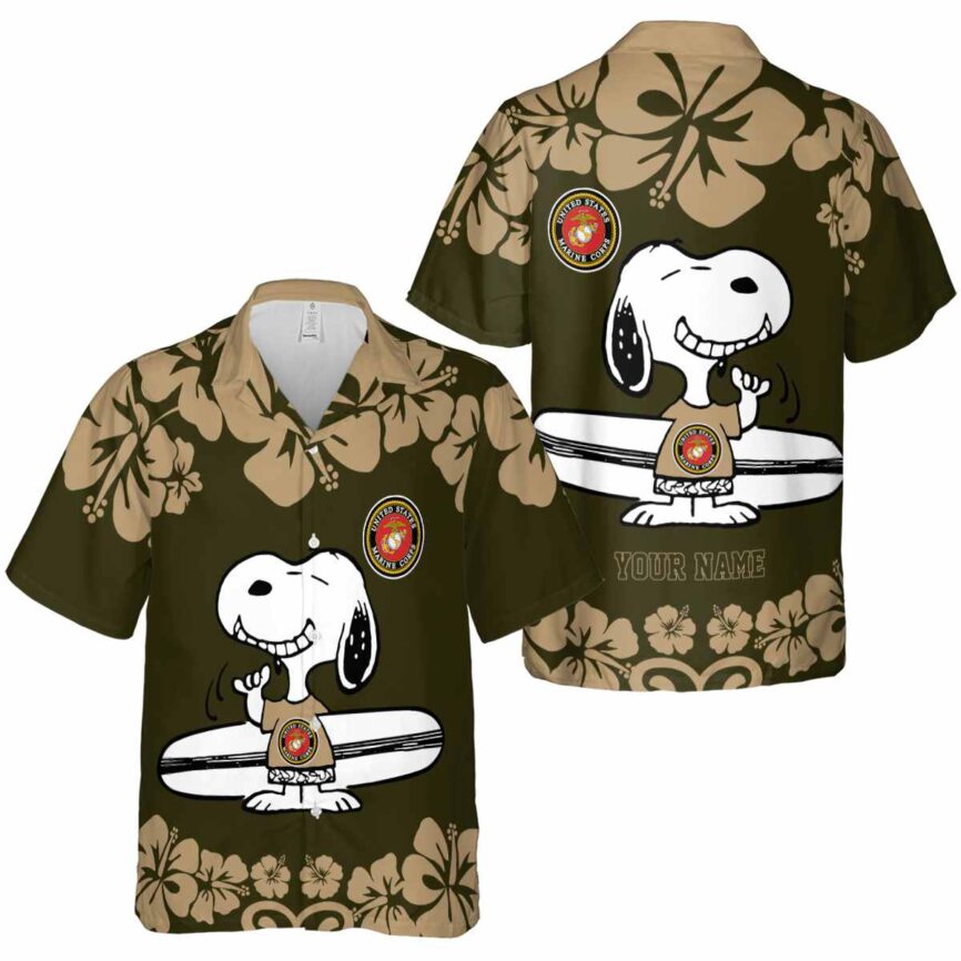 Custom Marine Corps Surfing Snoopy Hawaiian Shirt Premium grade