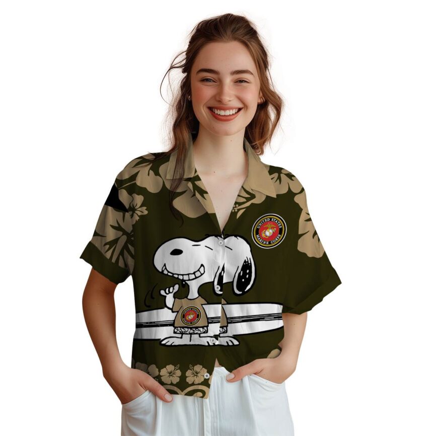 Custom Marine Corps Surfing Snoopy Hawaiian Shirt Top rated