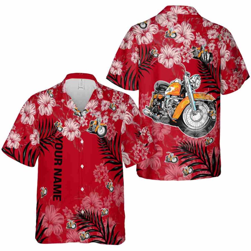 Custom Motorcycle Hibiscus Pattern Hawaiian Shirt Premium grade