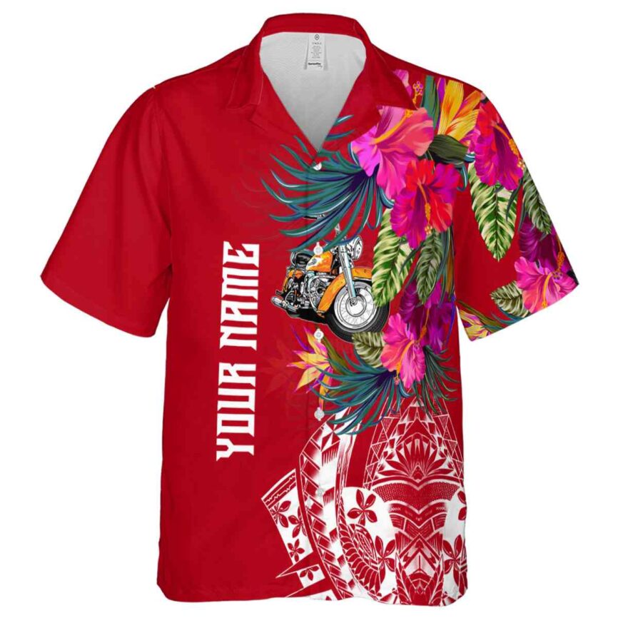 Custom Motorcycle Polynesian Flowers Hawaiian Shirt Fashion forward