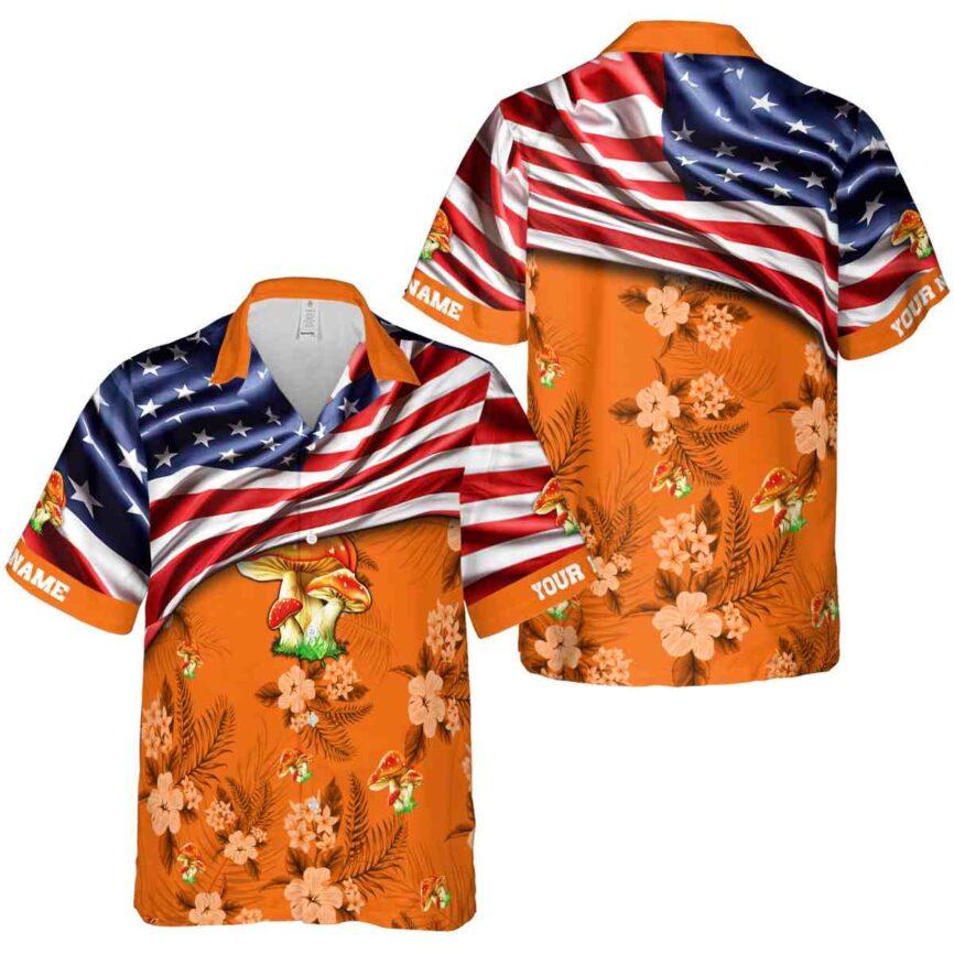 Custom Mushroom US Flag Themed Hawaiian Shirt Premium grade