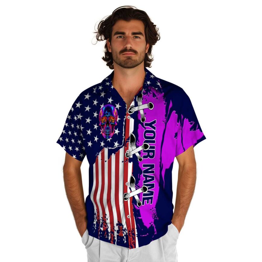 Custom Neon Flag Stitches Hawaiian Shirt New Arrival