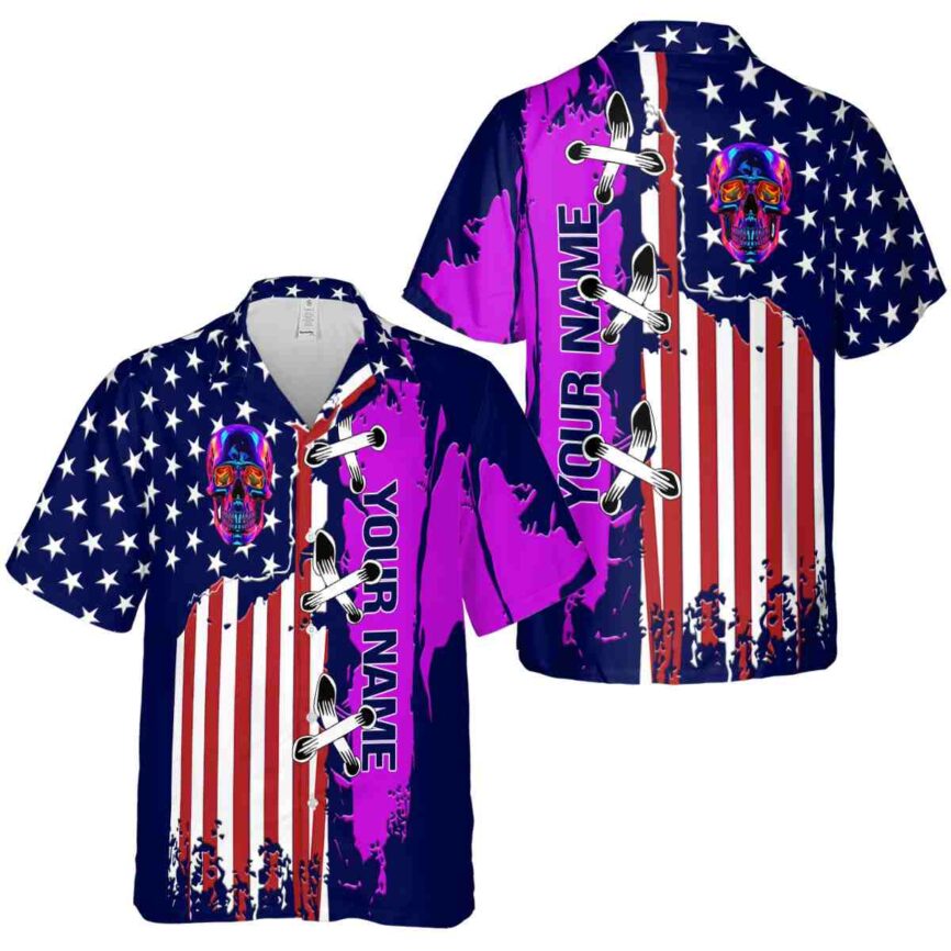 Custom Neon Flag Stitches Hawaiian Shirt Premium grade