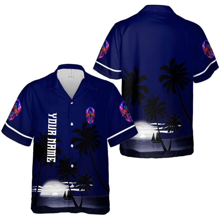 Custom Neon Ocean Sunset Hawaiian Shirt Premium grade