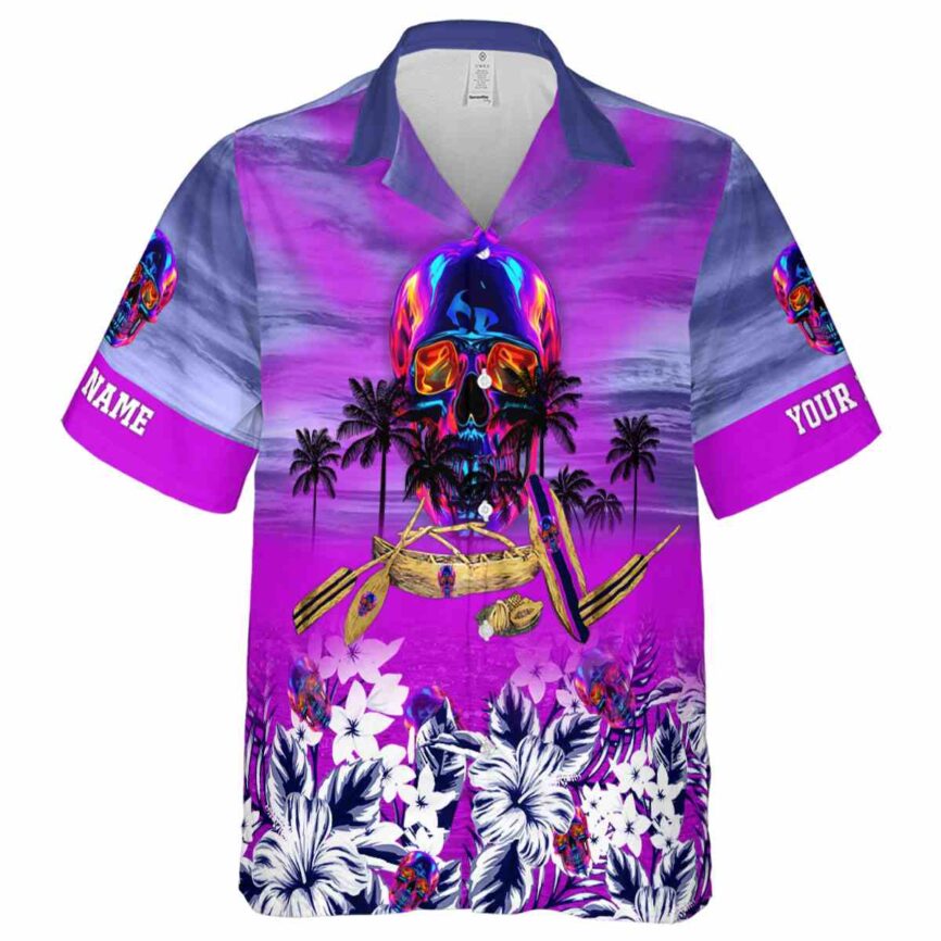 Custom Neon Sunset Beach Canoe Hawaiian Shirt Fashion forward