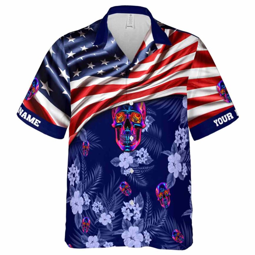 Custom Neon US Flag Themed Hawaiian Shirt Fashion forward